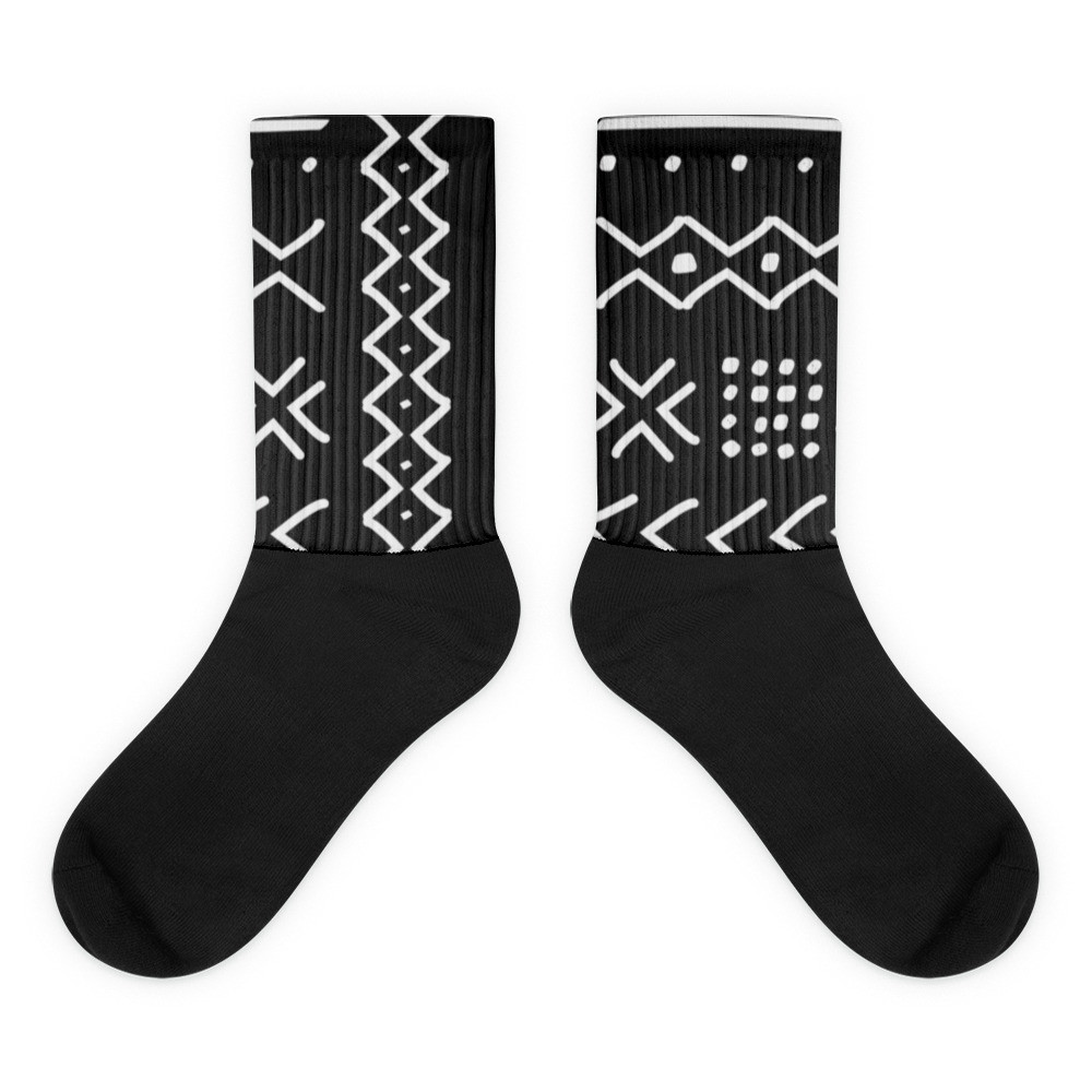 Black Mud Cloth Inspired V Socks