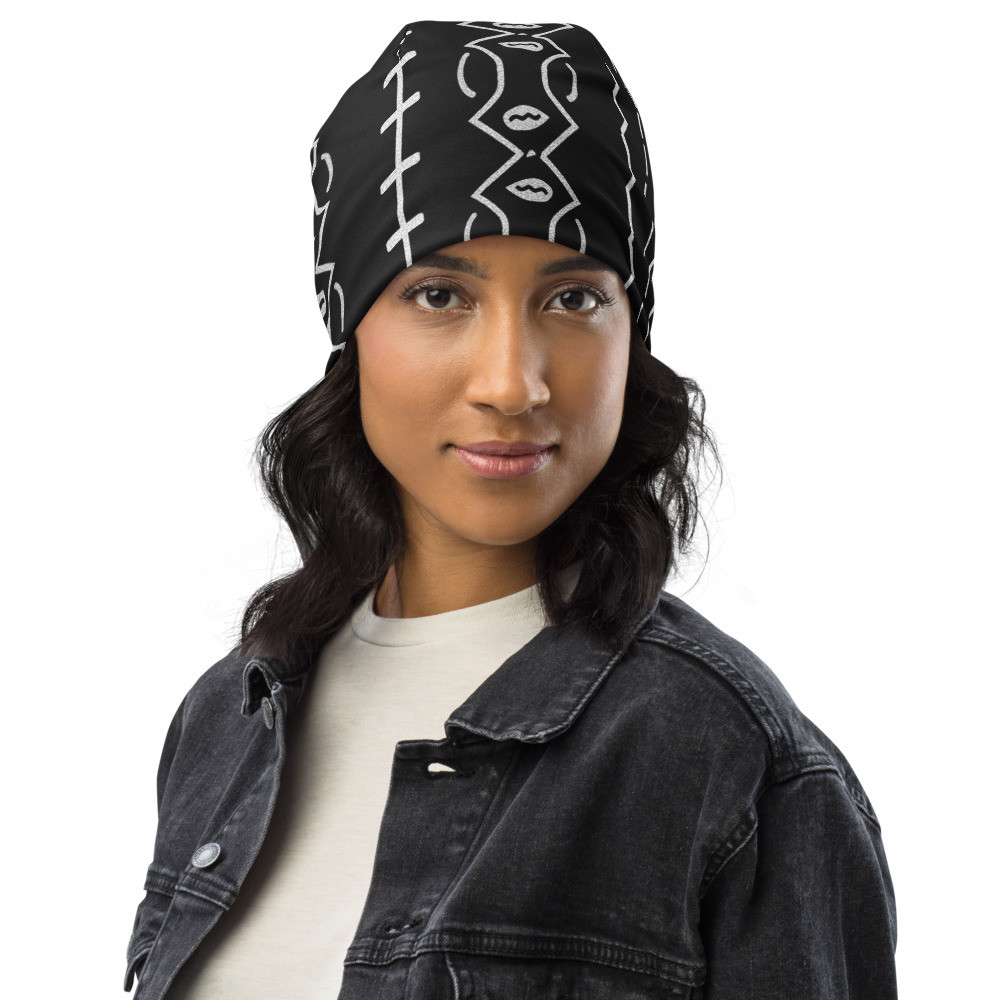 Black Mud Cloth Inspired IV Beanie