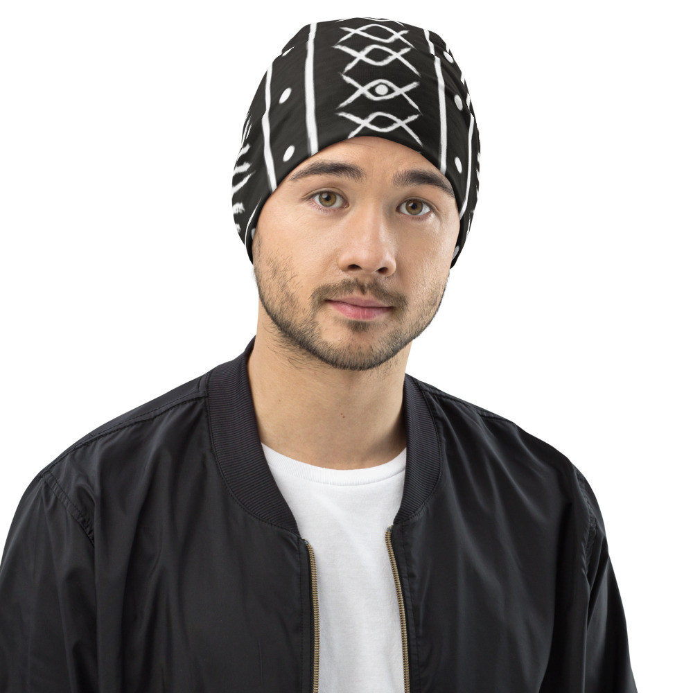 Black Mud Cloth Inspired II Beanie