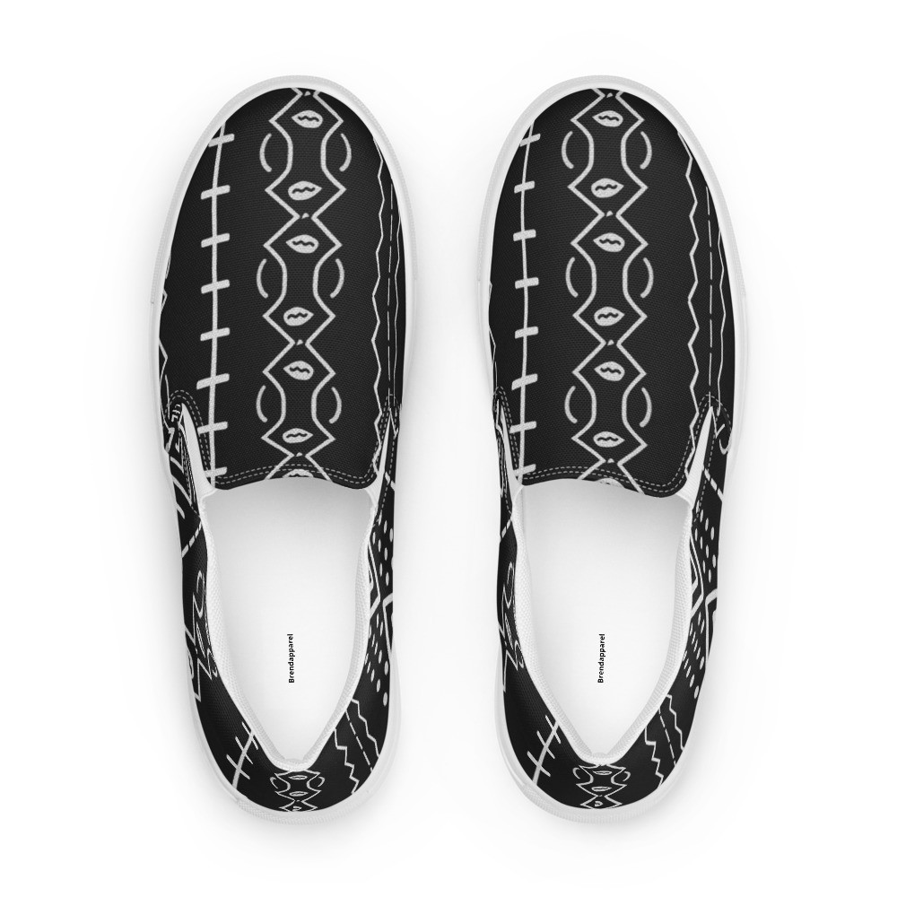 Women’s Black Mud Cloth Inspired IV slip-on  canvas shoes