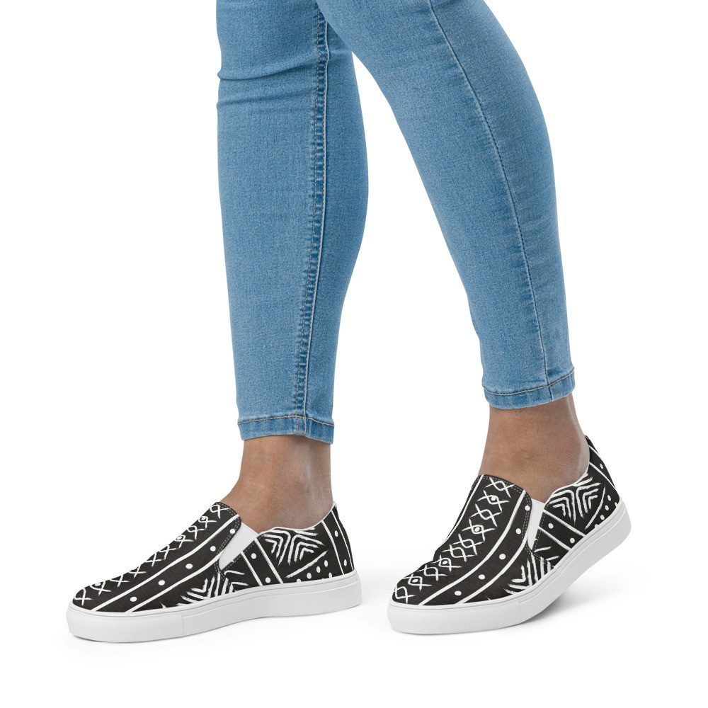 Women’s Black Mud Cloth Inspired II canvas shoes