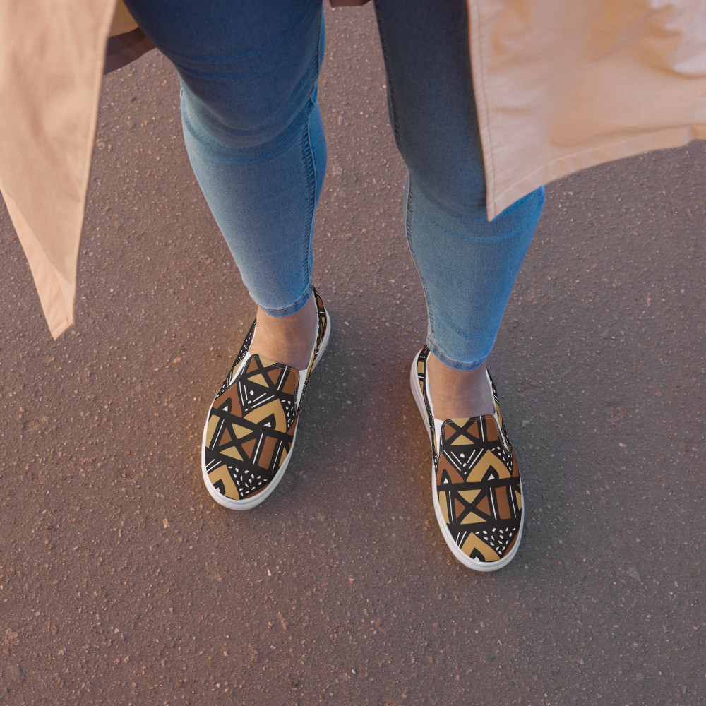 Women’s Mud Cloth Inspired slip-on canvas shoes
