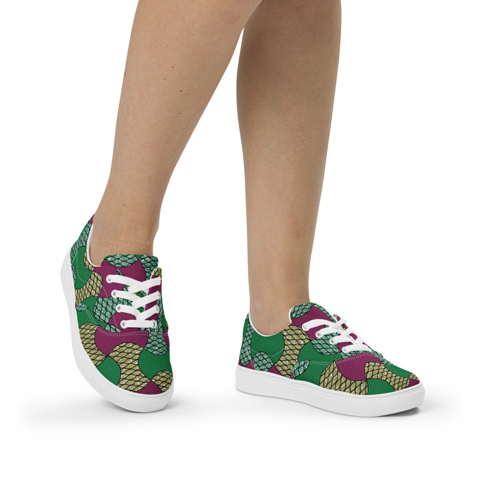 Women’s Partial Bows lace-up canvas shoes