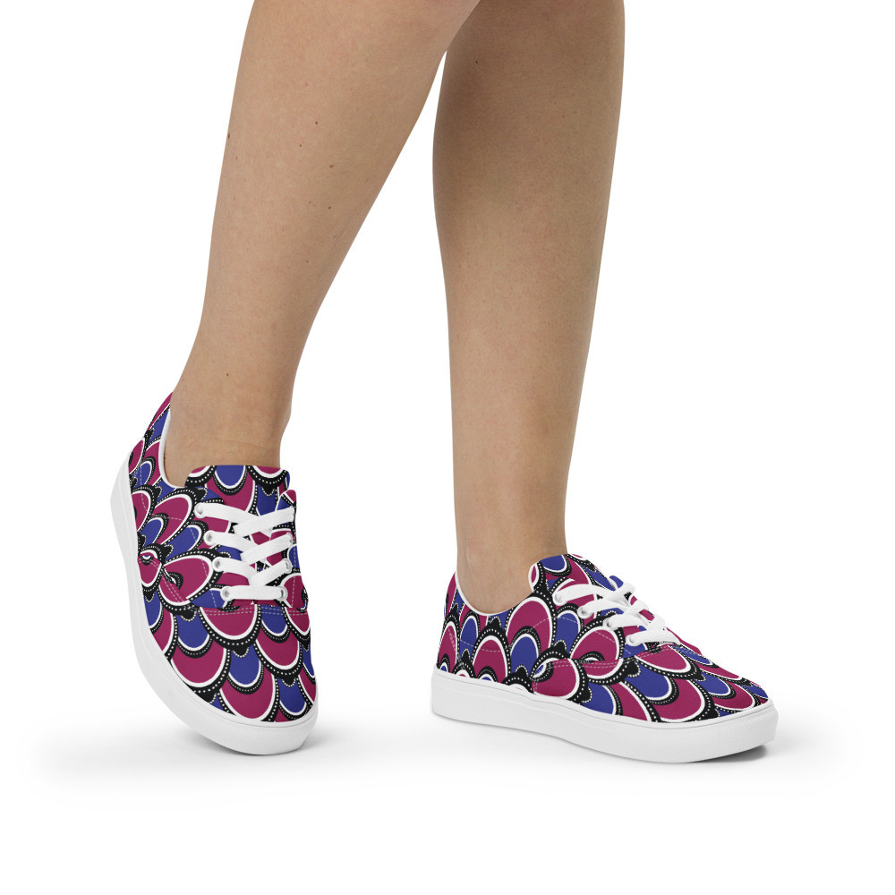 Women’s Peacock Inspired lace-up canvas shoes