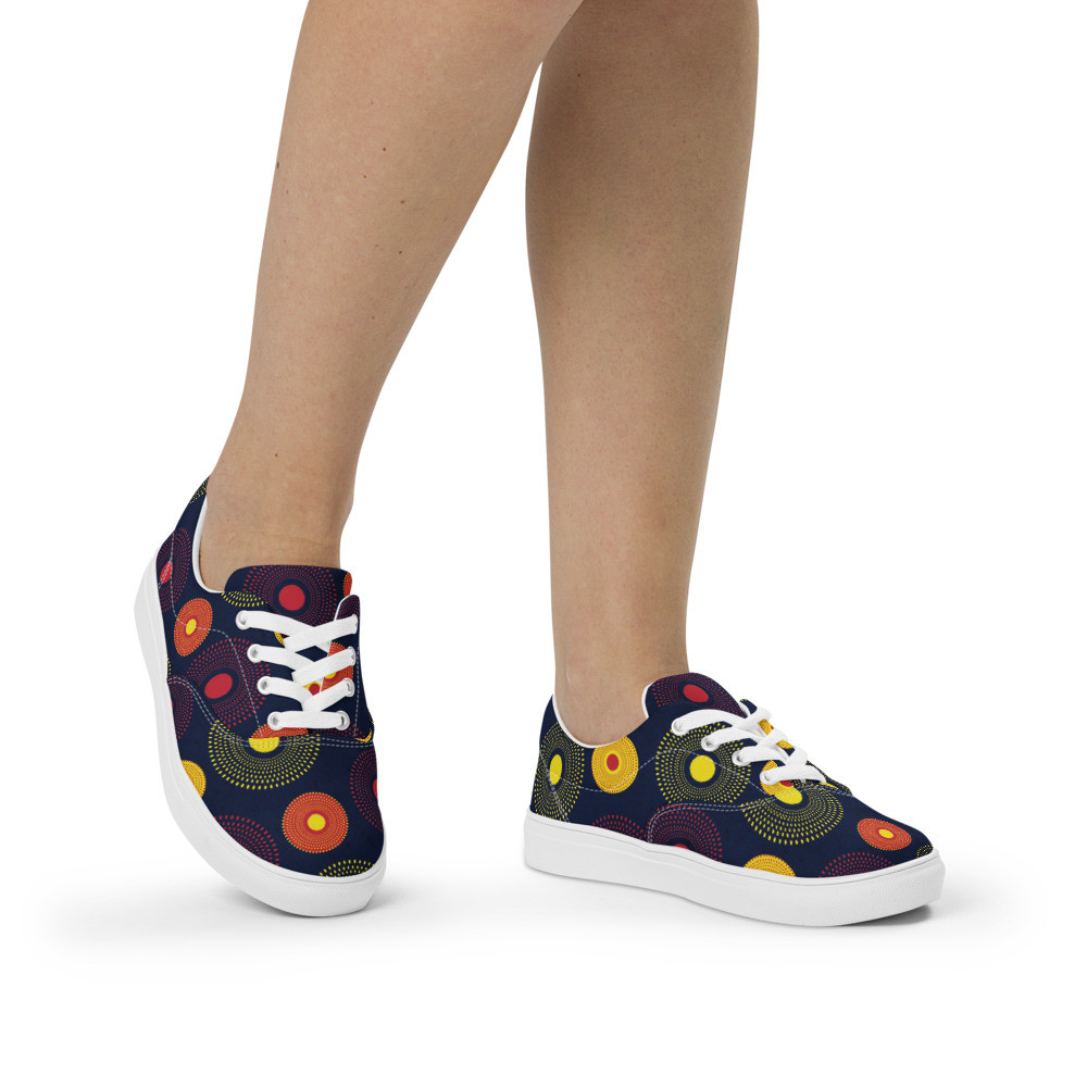 Women’s Ankara Circles lace-up canvas shoes