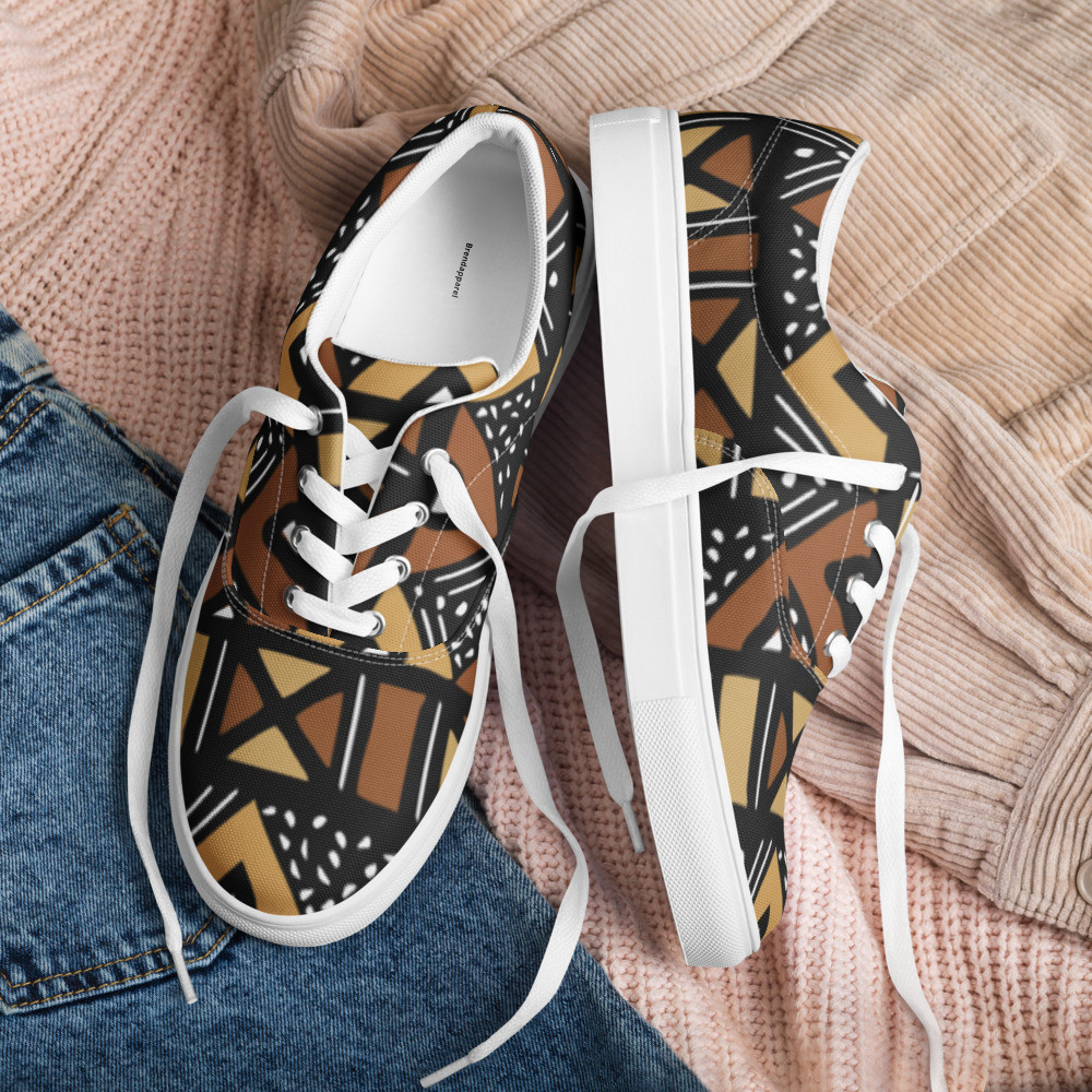 Men’s Mud Cloth Inspired lace-up canvas shoes