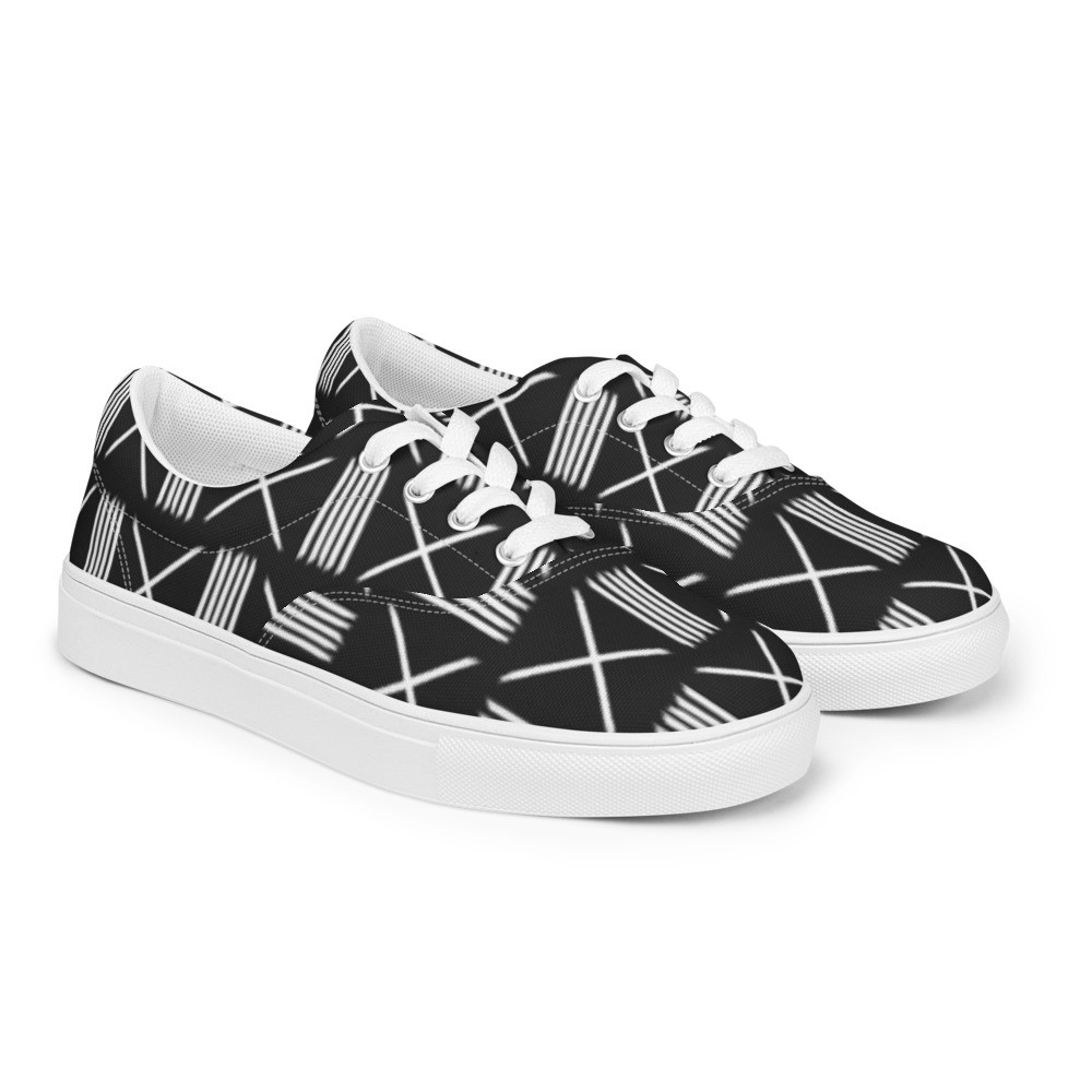 Men’s Black Mud Cloth Inspired III lace-up canvas shoes