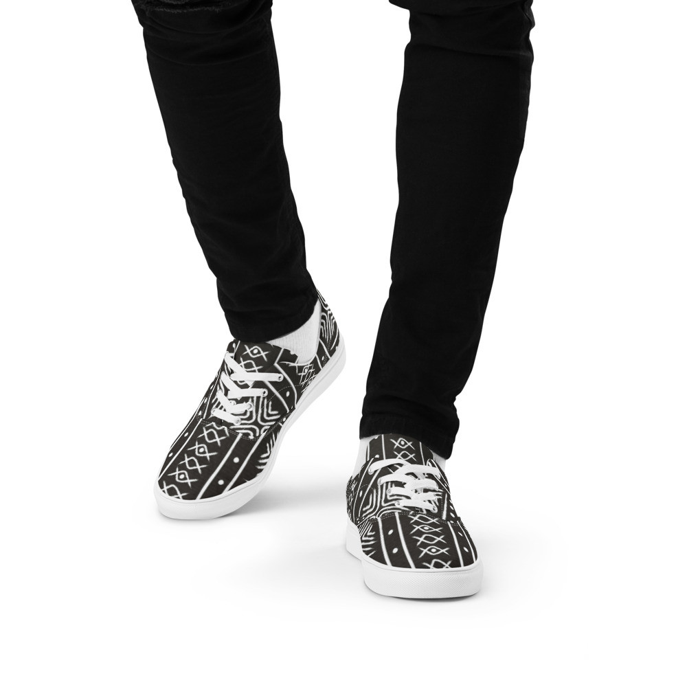 Men’s Black Mud Cloth Inspired II lace-up canvas shoes