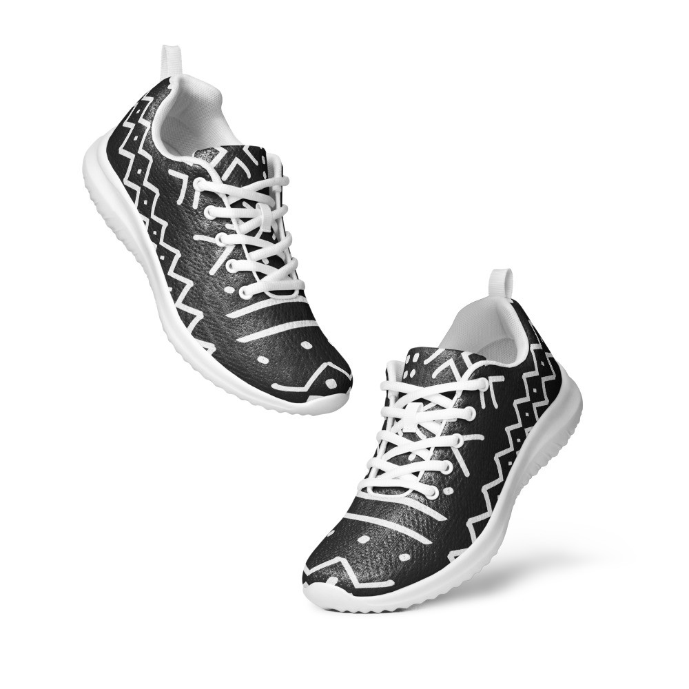 Women’s Black Mud Cloth Inspired V athletic shoes