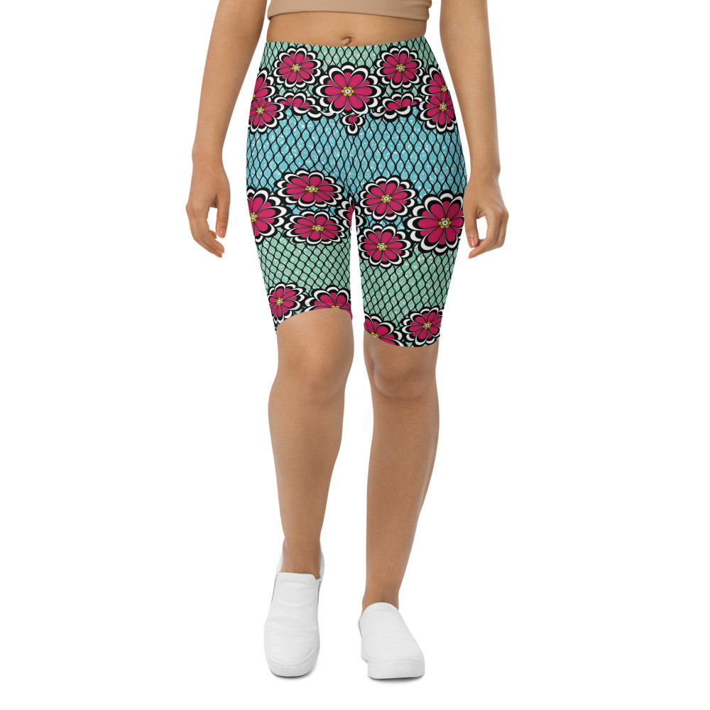 Pink Flowers Biker Shorts
