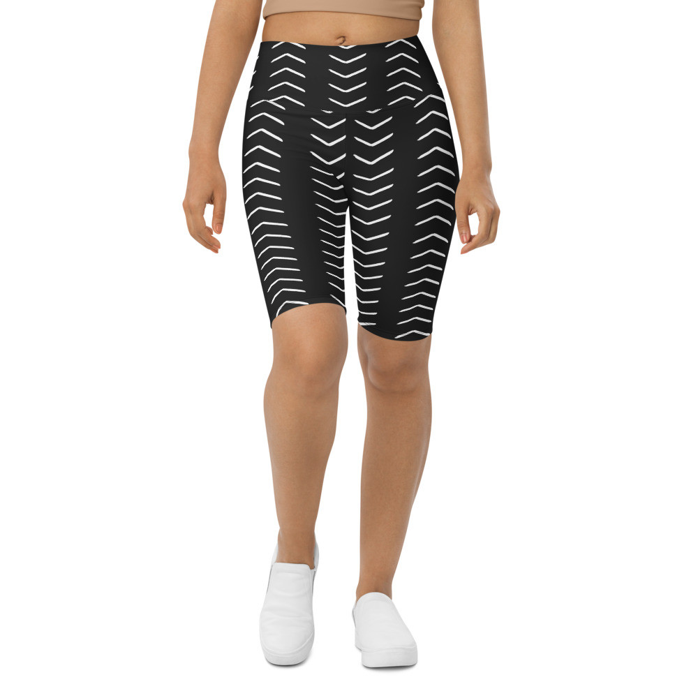 Black Mud Cloth Inspired Biker Shorts