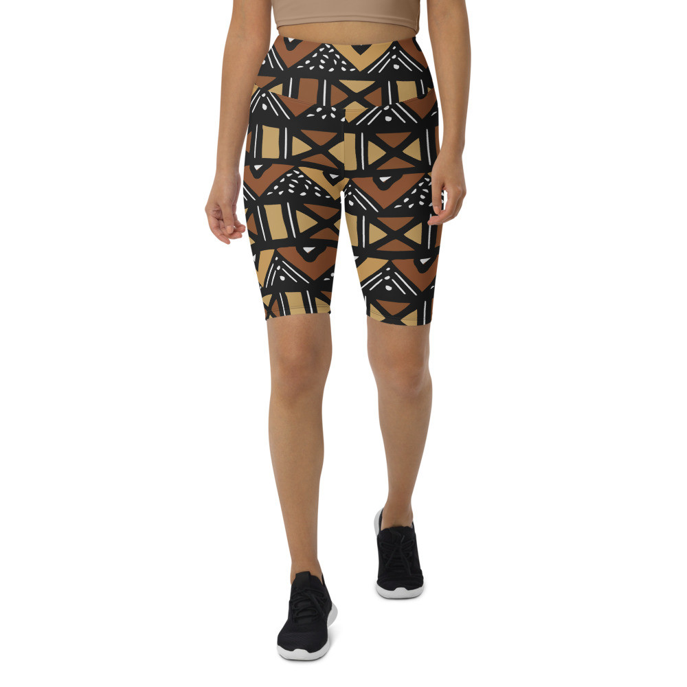 Mud Cloth Inspired Biker Shorts