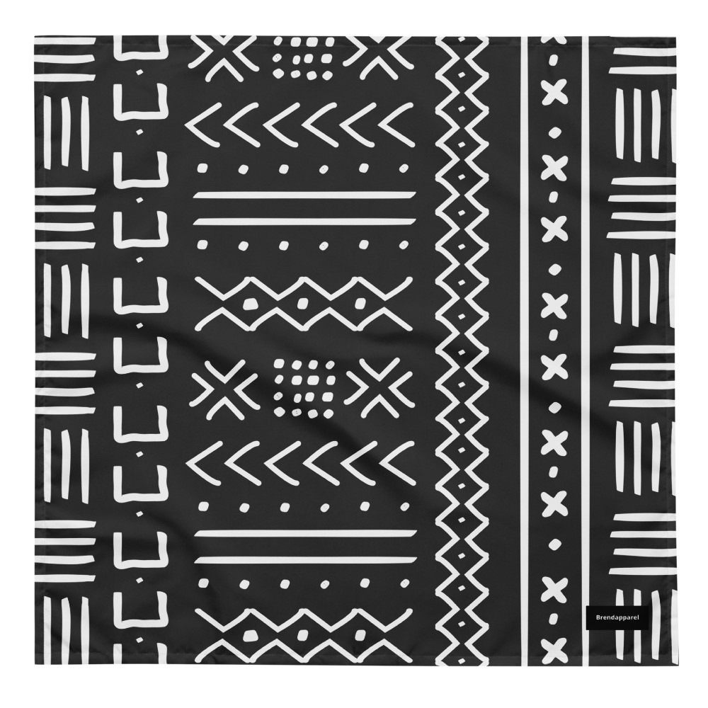 Black Mud Cloth V Inspired bandana