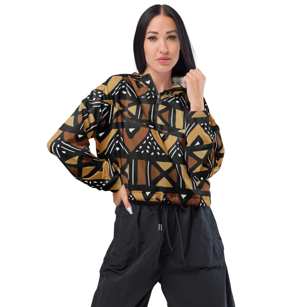 Women’s Mud Cloth Inspired cropped windbreaker