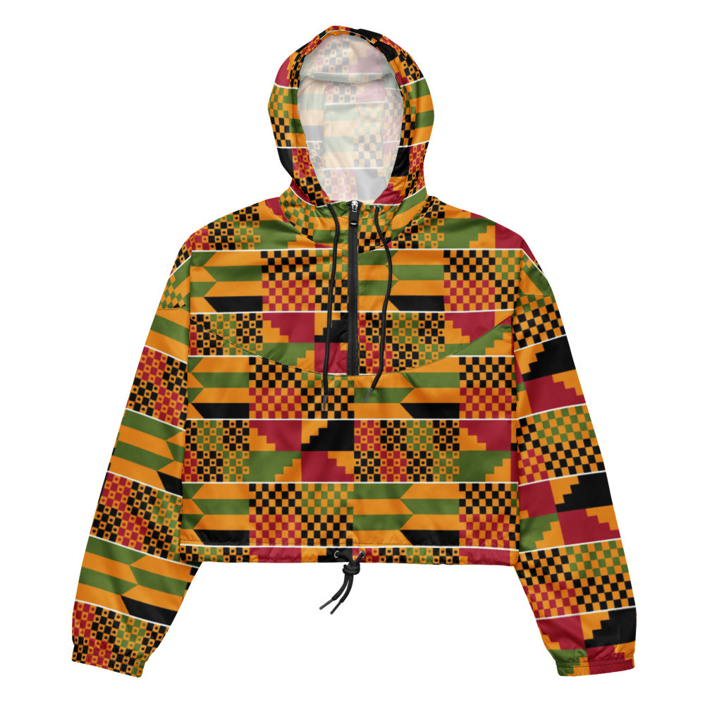 Women’s Kente cropped windbreaker