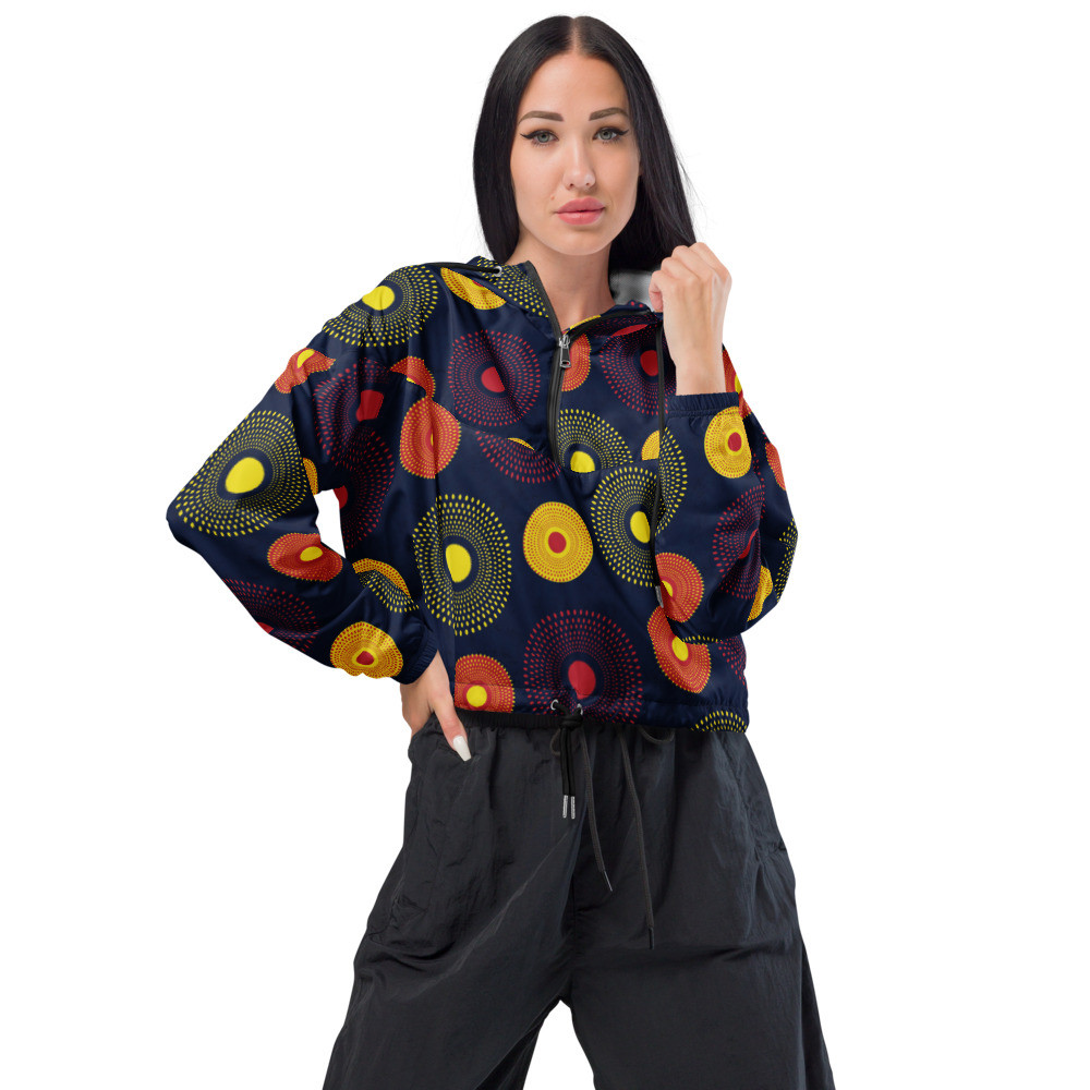 Women’s Ankara Circles cropped windbreaker