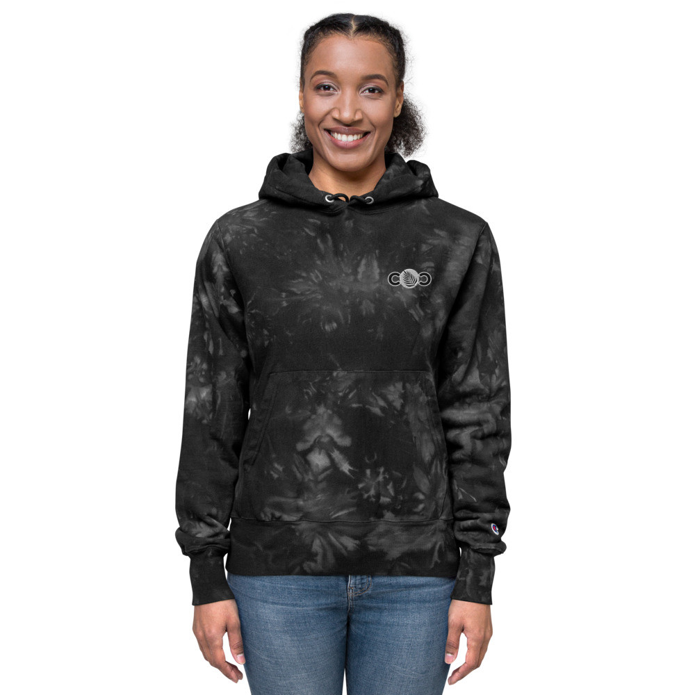 Black Unisex Champion tie-dye hoodie
