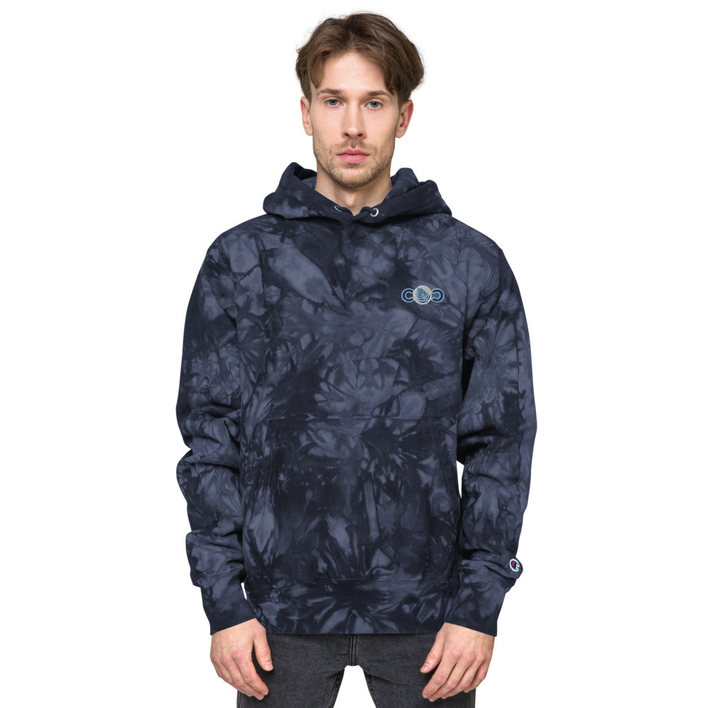 Blue Unisex Champion tie-dye hoodie