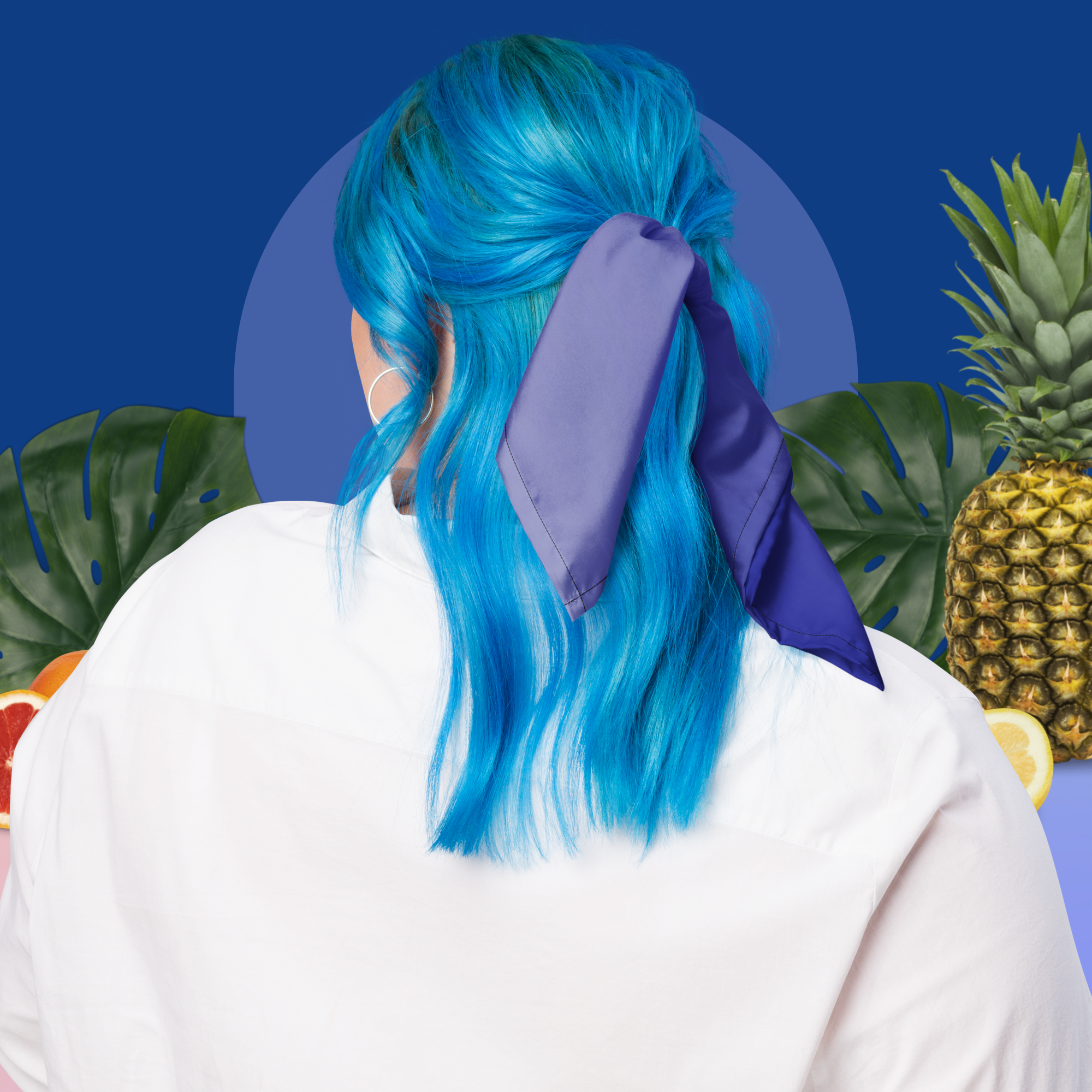 Blue fade to White All-over print bandana