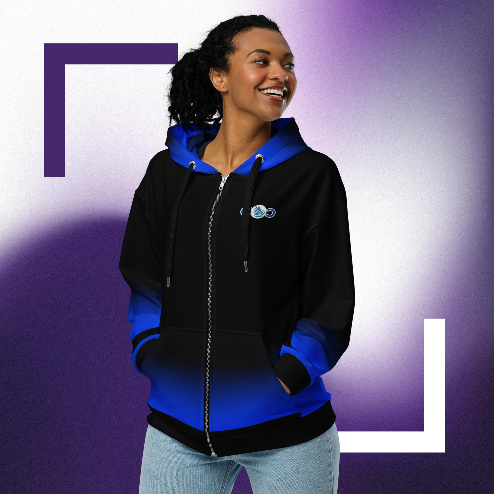 Blue Full Fade Unisex zip hoodie