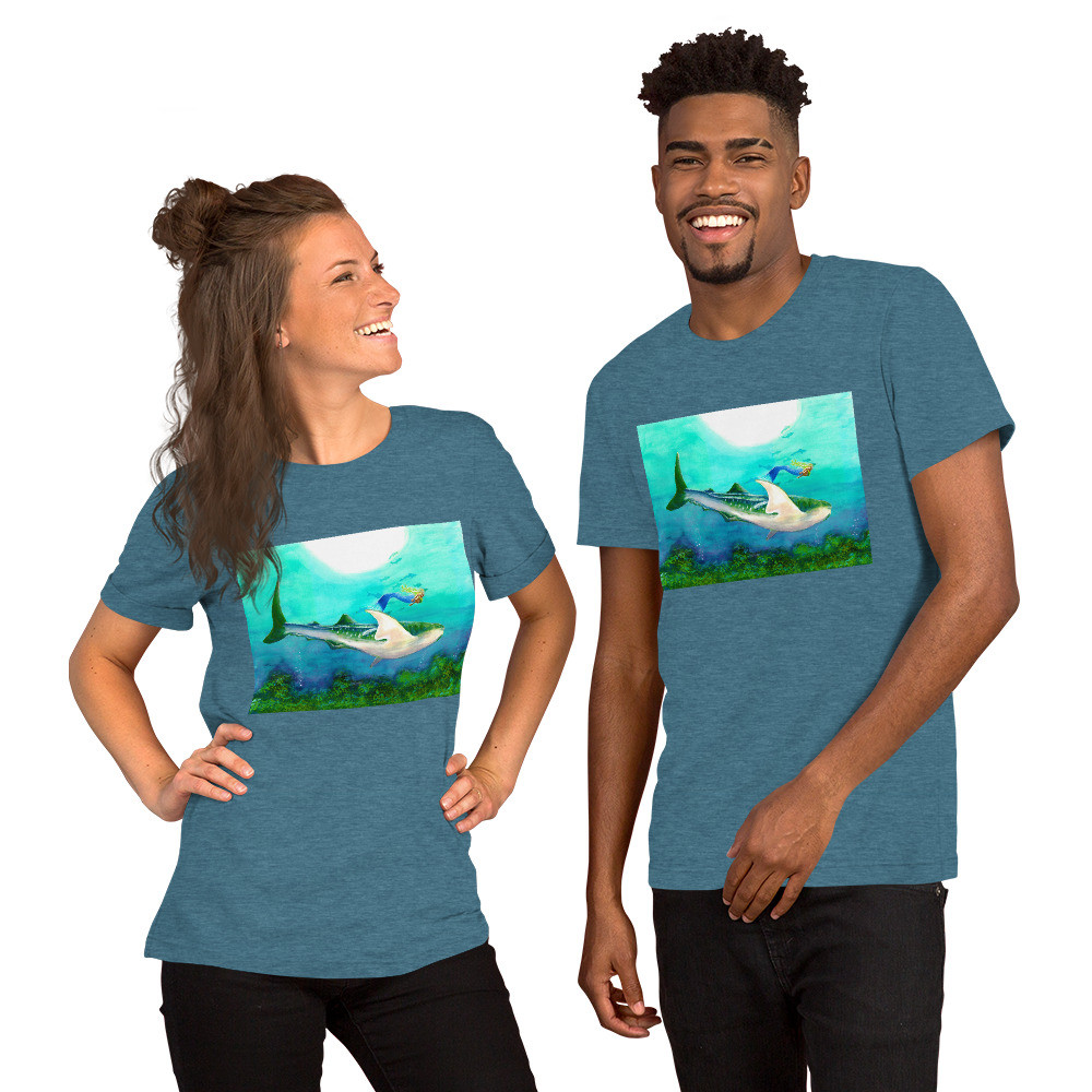 Mermaid and Whaleshark Unisex t-shirt