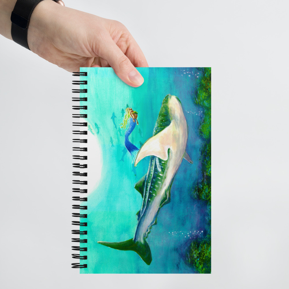 Mermaid and Whaleshark Spiral notebook