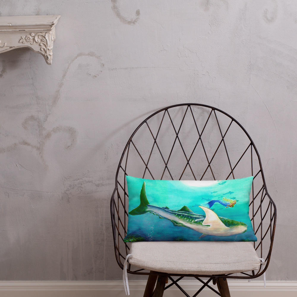 Mermaid and Whaleshark Pillow