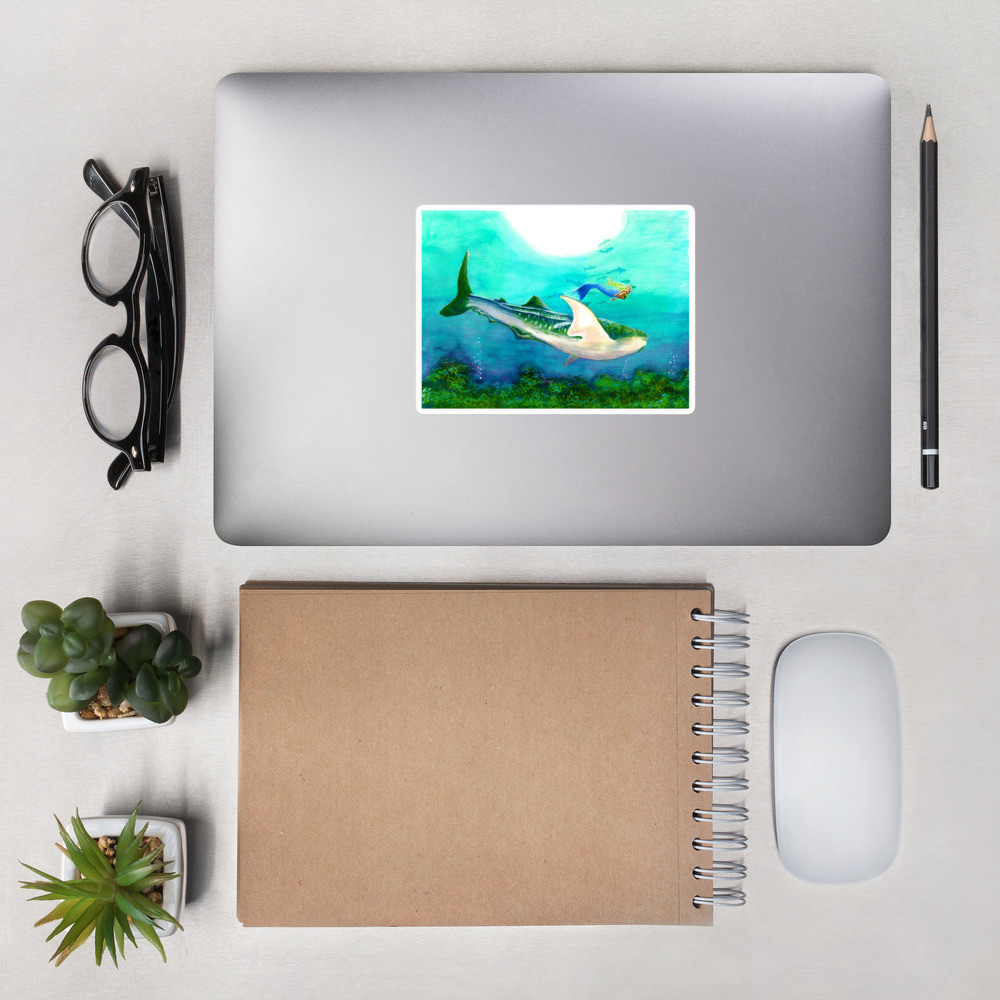 Mermaid and Whaleshark Bubble-free stickers