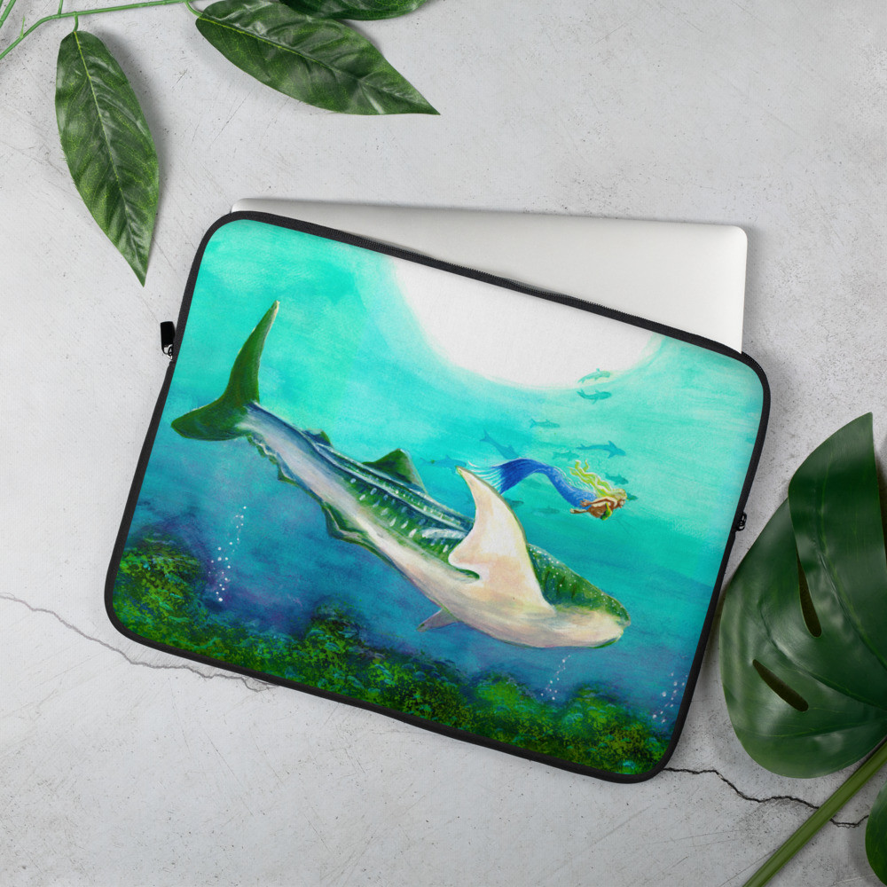 Mermaid and Whaleshark Laptop Sleeve