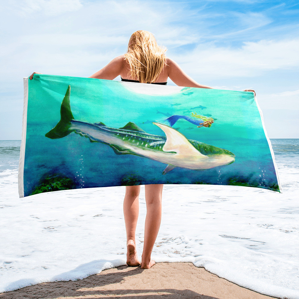Mermaid and Whaleshark Towel