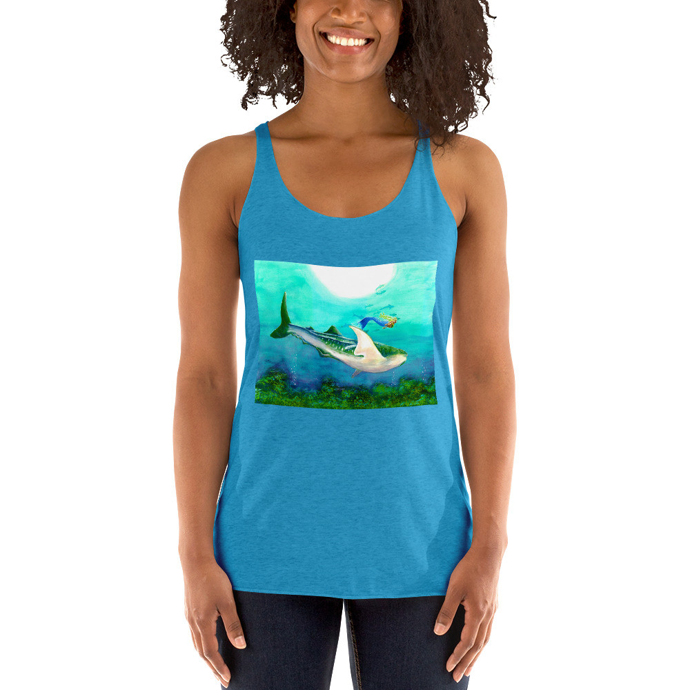 Mermaid and Whaleshark Women's Racerback Tank