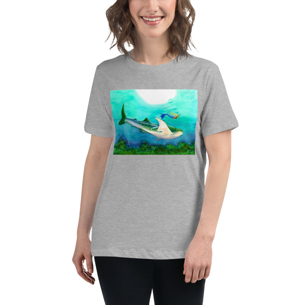 Mermaid and Whale Shark Women's Relaxed T-Shirt