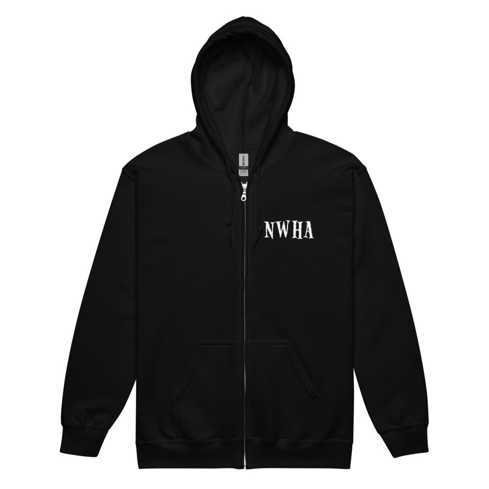 White Logo Unisex heavy blend zip hoodie
