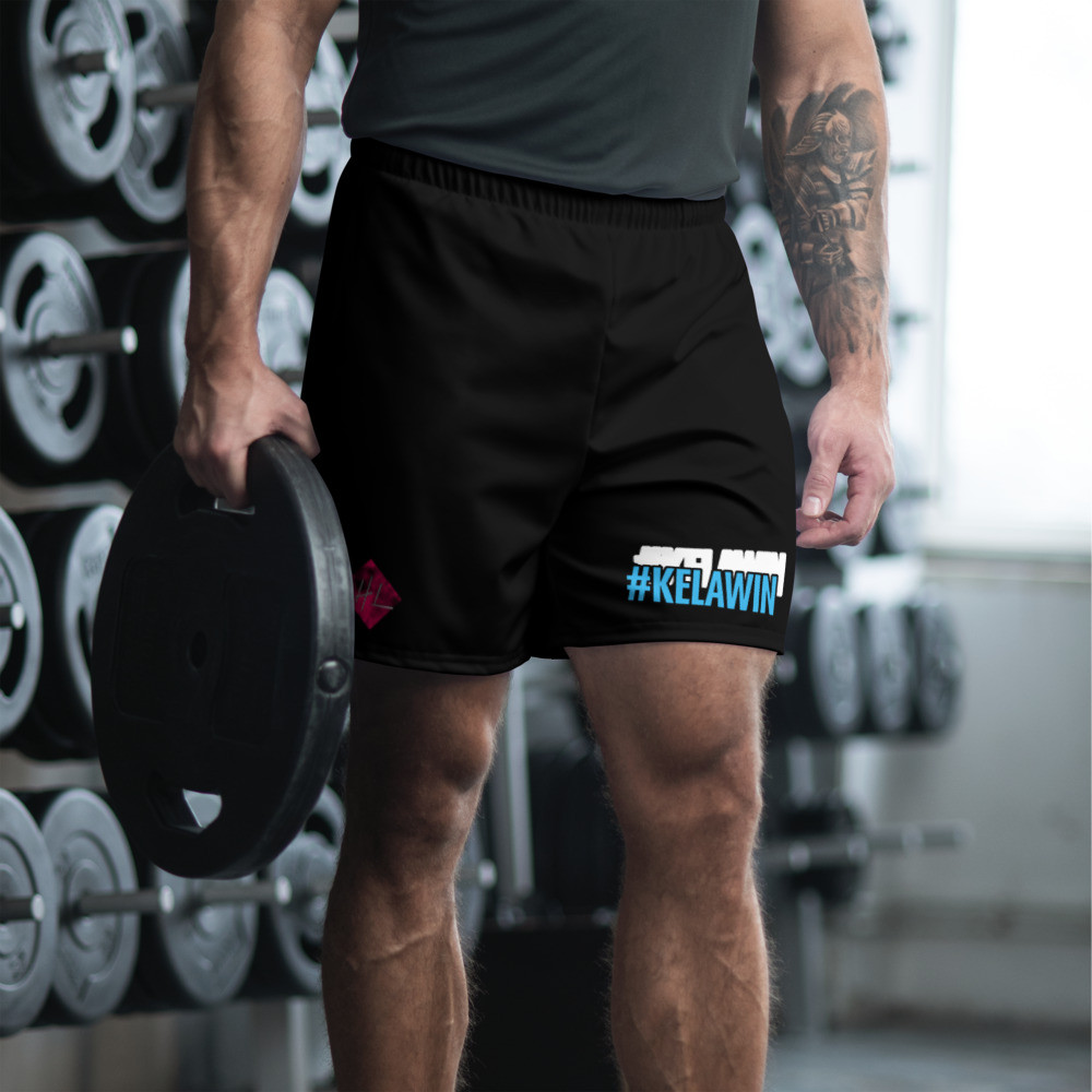 Men's Athletic Long Shorts - #KELAWIN bleu obr blanche