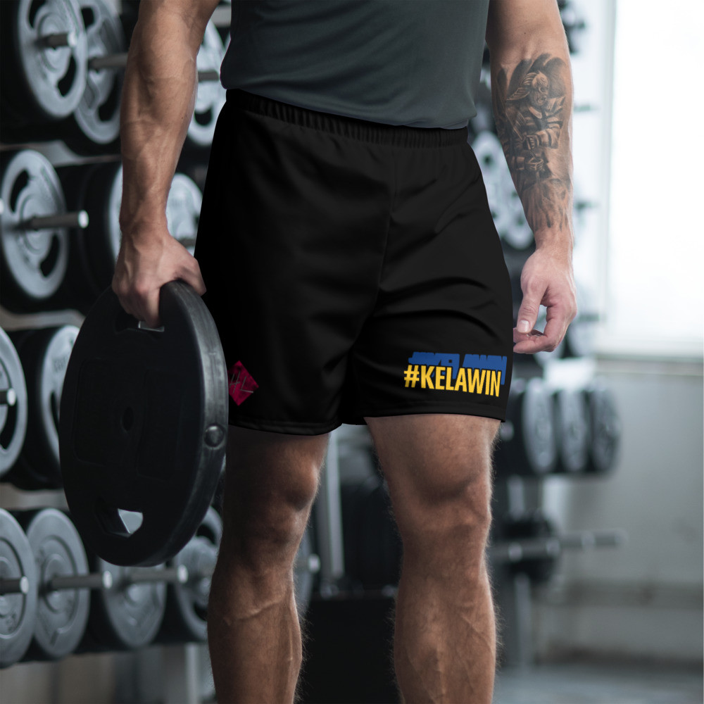 Men's Athletic Long Shorts - #KELAWIN jaune obr bleu