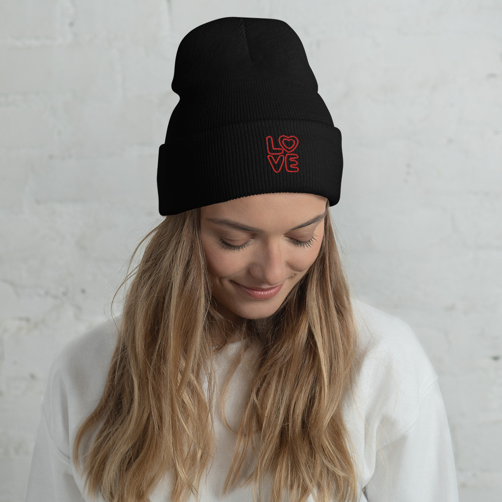 Cuffed Beanie - Love rouge