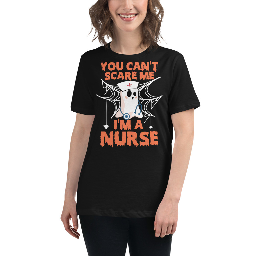 Women's Relaxed T-Shirt, Halloween Nurse T-Shirt, Halloween T-Shirt, Nurse T-Shirt, 