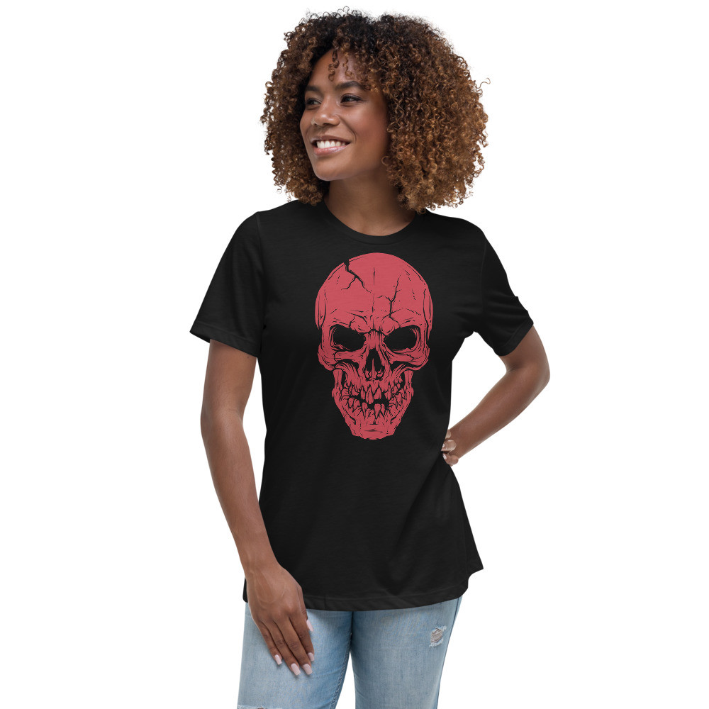 Women's Relaxed T-Shirt, Skull T-Shirt, Halloween T-Shirt, Sexy Red Skull, Red Skull