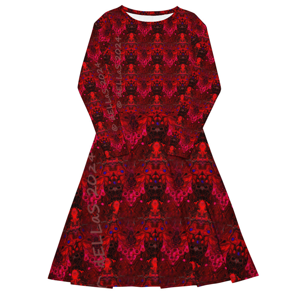 All-over print long sleeve midi dress original dELLaS Design 2024