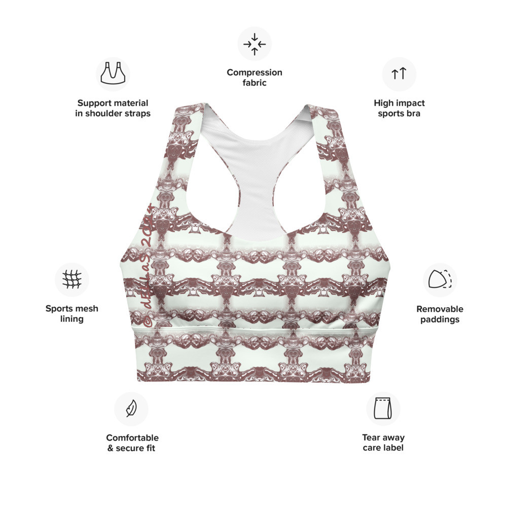 All-Over Print Recycled Longline Sports BH original dELLaS Design 2024