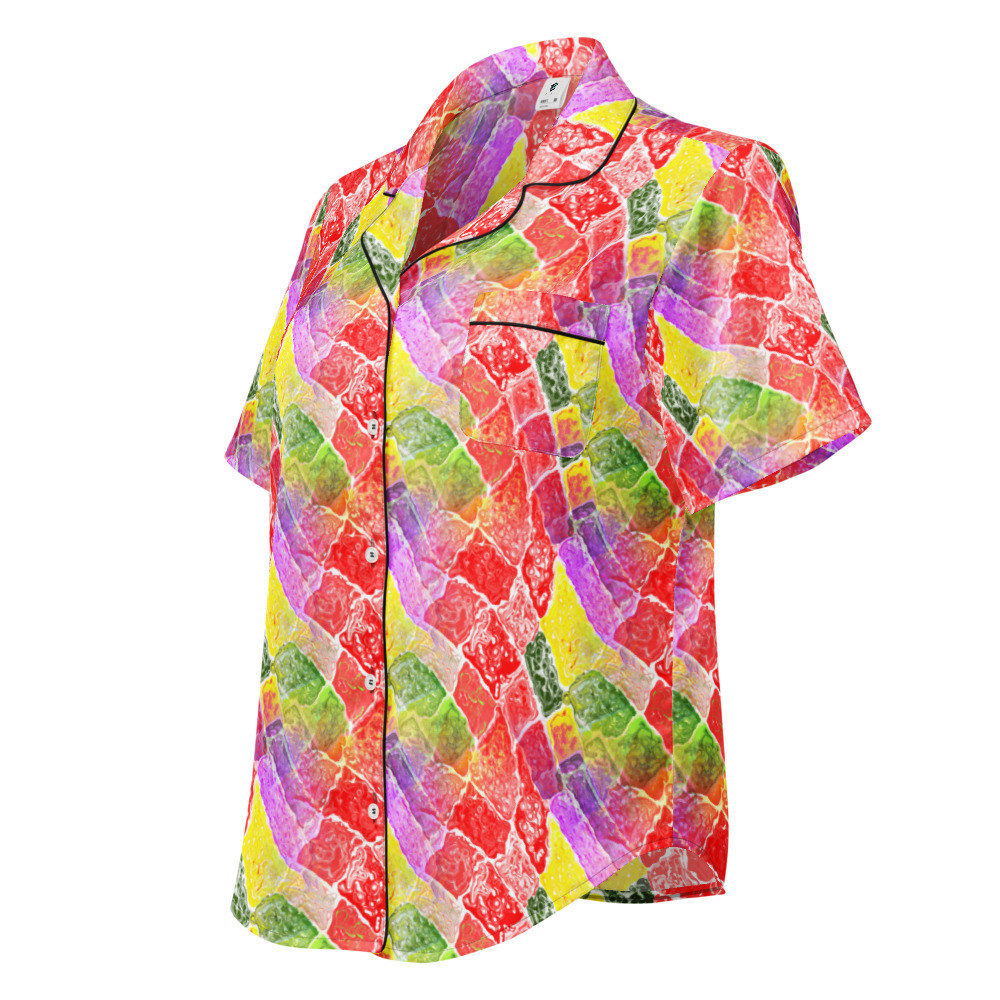 All-over print women’s short sleeve pajama top