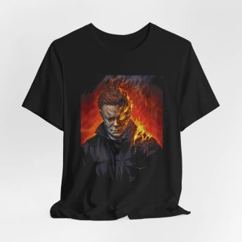 Unisex Graphic Tee - Fiery Horror Design, Halloween Costume Shirt, Movie Lover Gift, Casual Wear, Festival Outfits