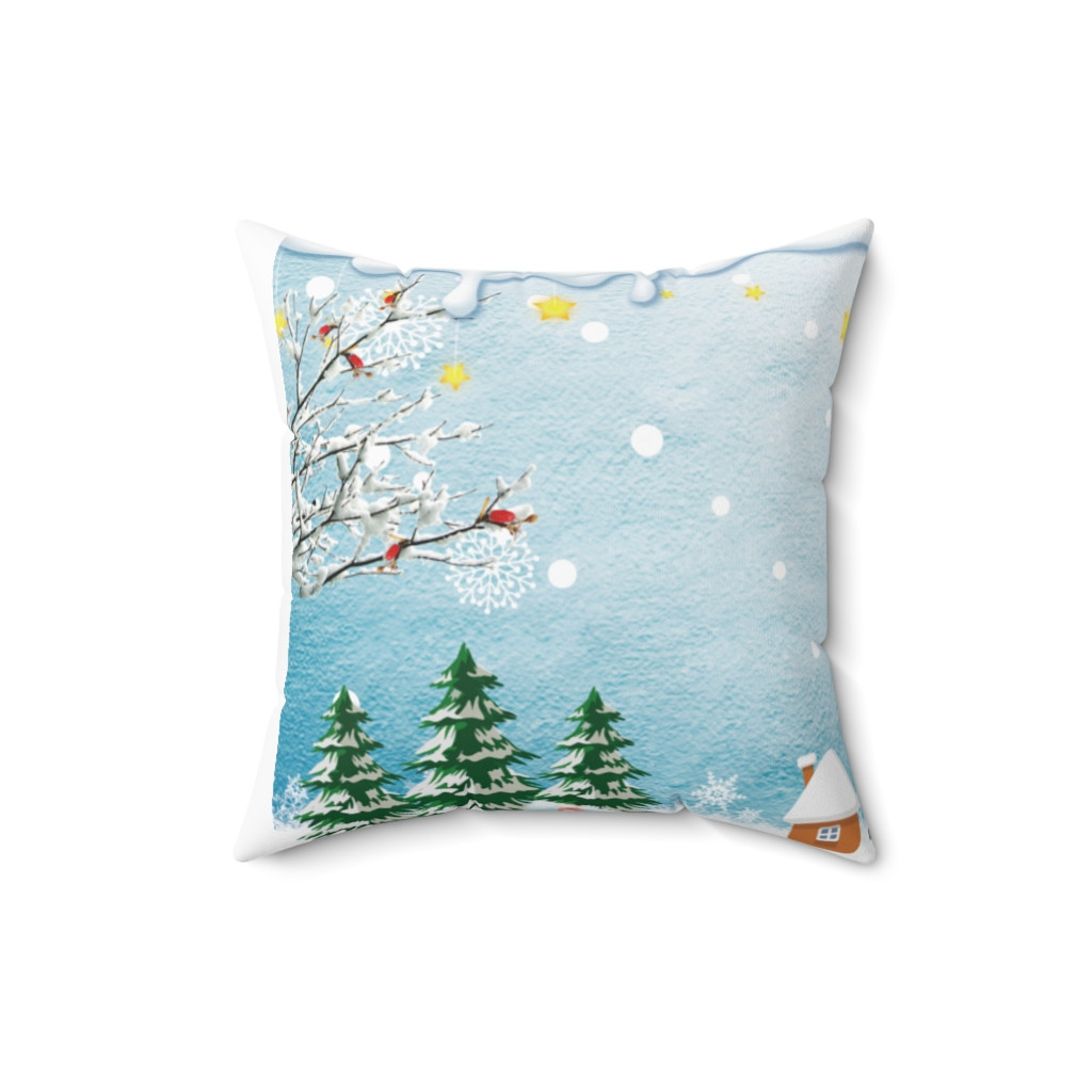 Spun Polyester Square Pillow Snowman