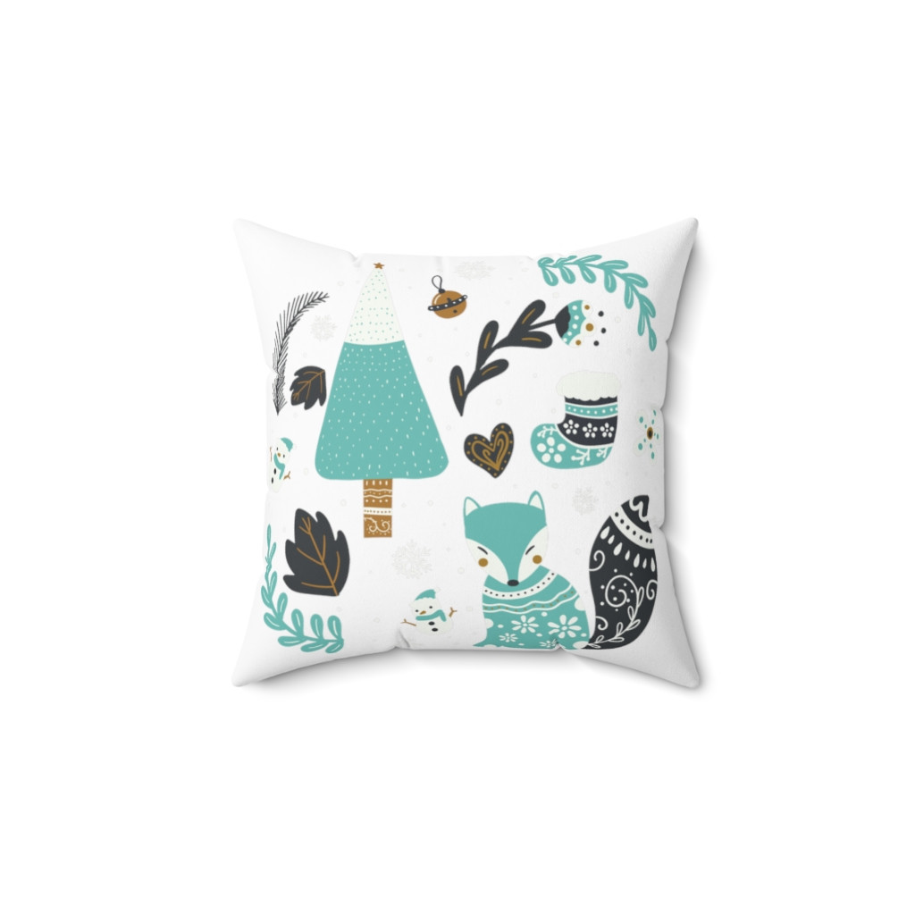 Spun Polyester Square Pillow Christmas Fox