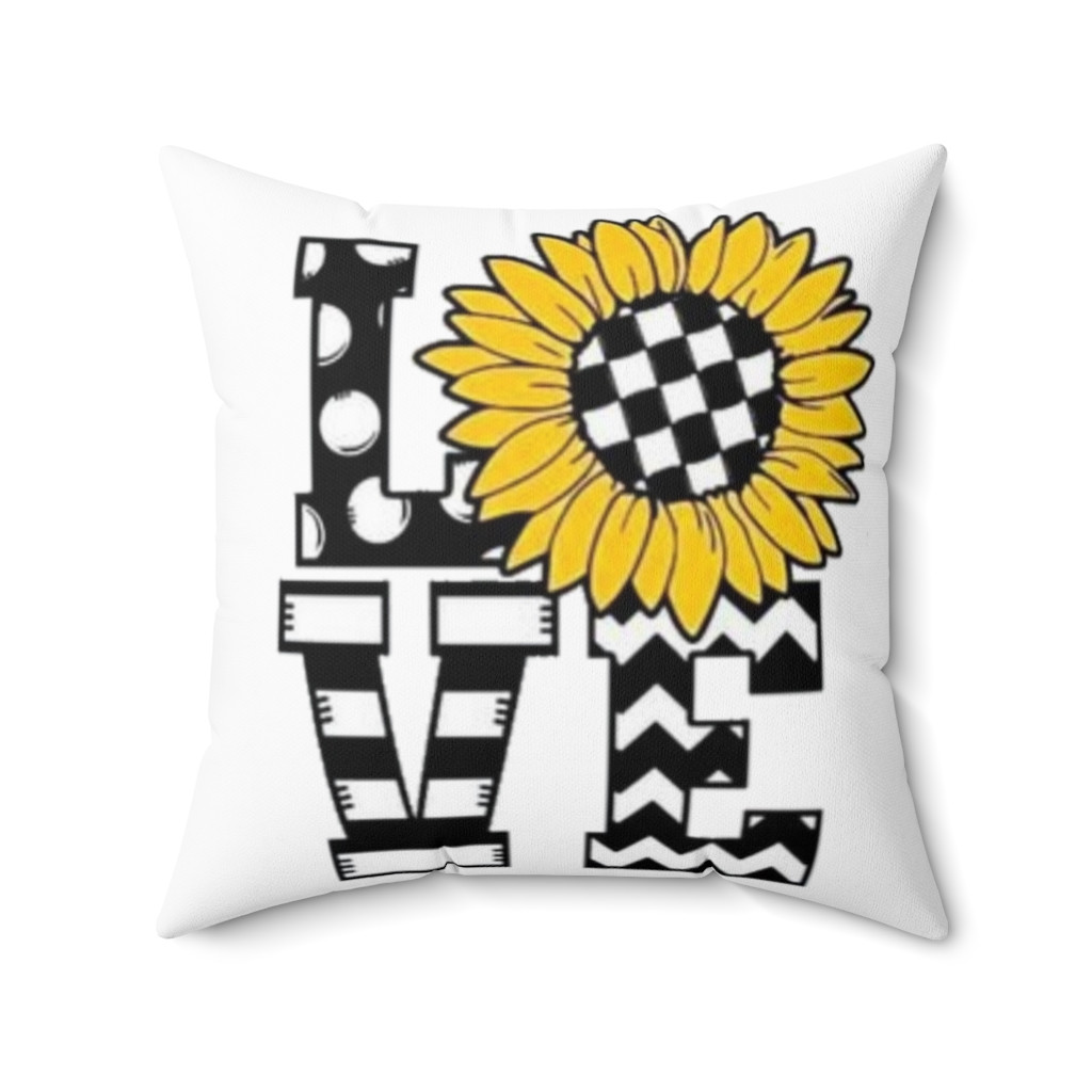 Spun Polyester Square Pillow Love