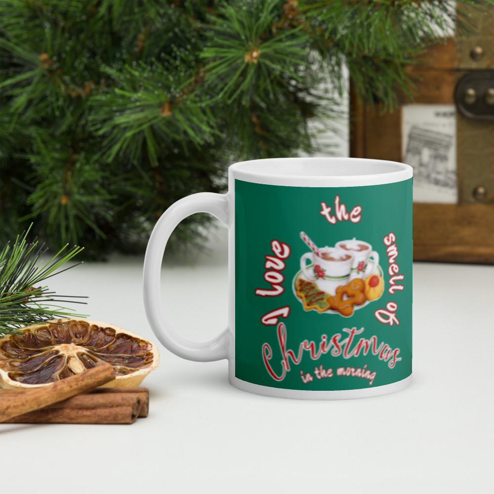 White glossy mug Christmas
