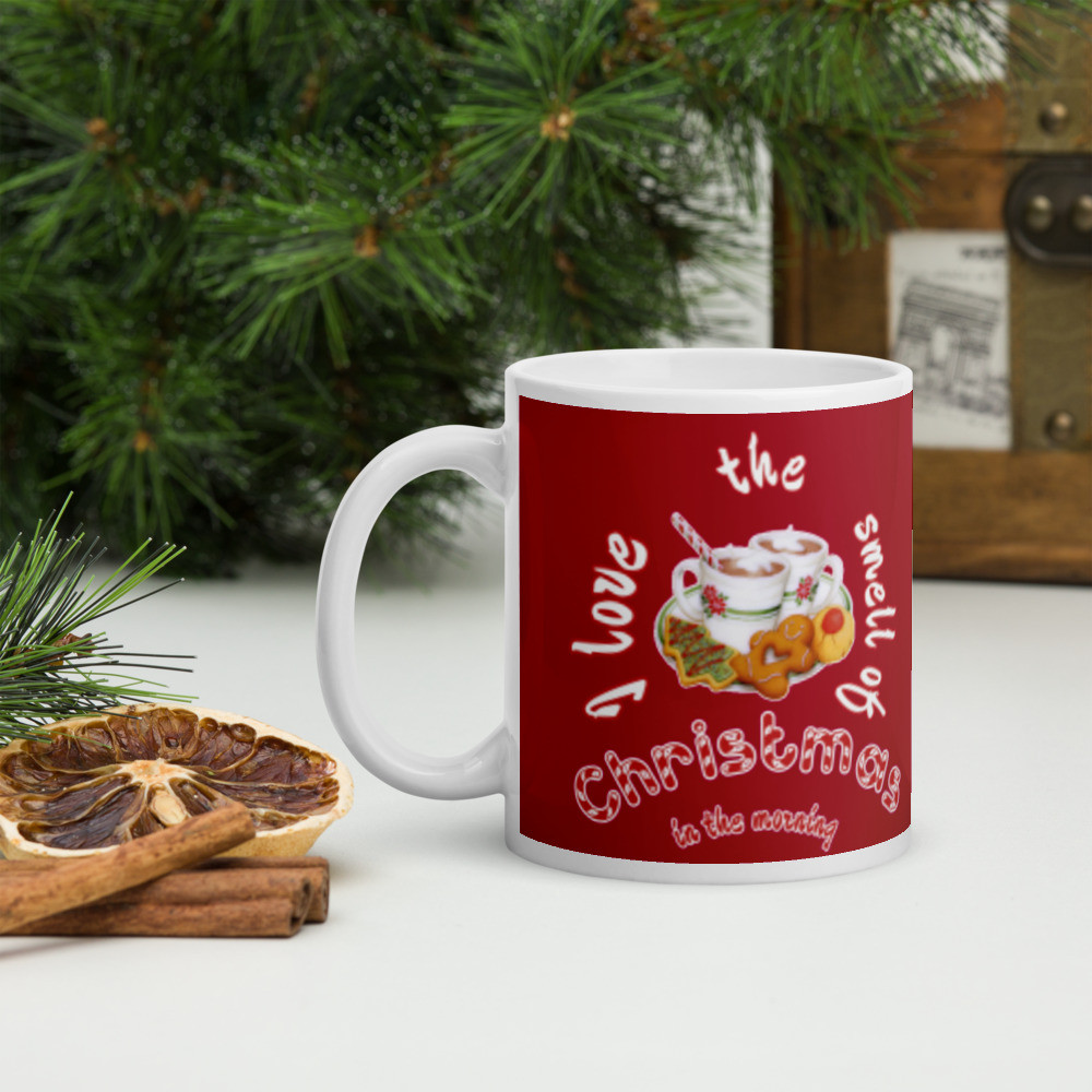 White glossy mug Christmas