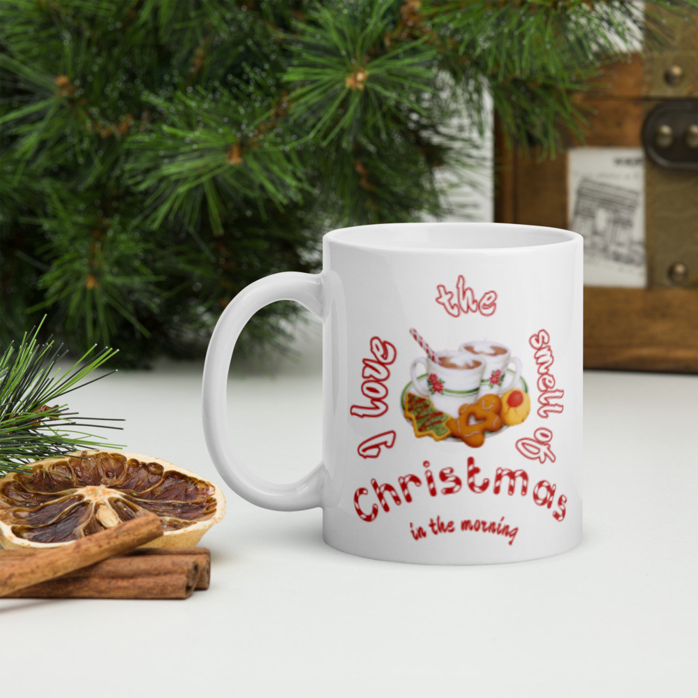 White glossy mug Christmas