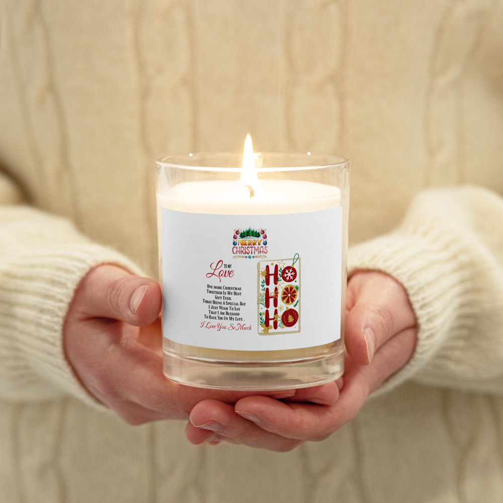 Glass jar soy wax candle To my Love  Christmas decoration