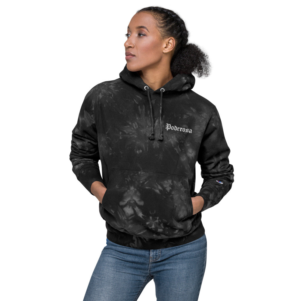 Embroidered Poderosa tie-dye hoodie